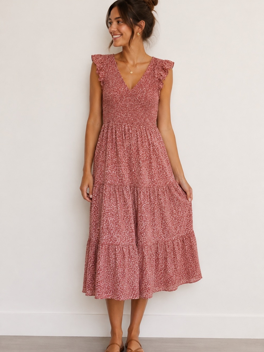 Old Navy Dusty Rose Floral Maxi Dress